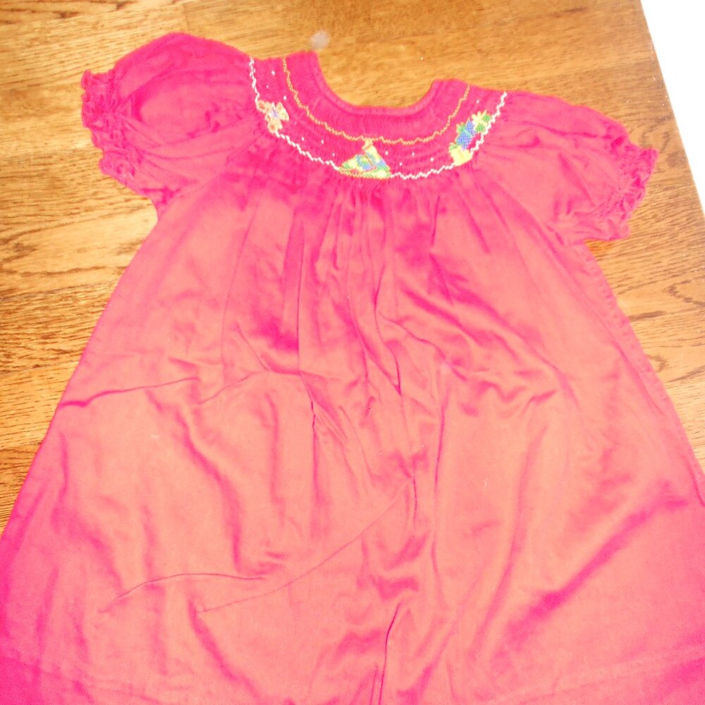 Viva La Fete Christmas Embroidered Smock Dress